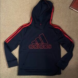 Boys M 10/12 Adidas navy Hoodie with Red Accents